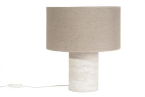 Lampe à poser design effet travertin et abat-jour en lin H37 cm SEMA