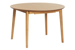 Table extensible rallonges intégrées ronde en bois clair chêne L115-154 cm EGO