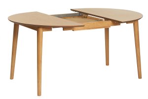 Table extensible rallonges intégrées ronde en bois clair chêne L115-154 cm EGO