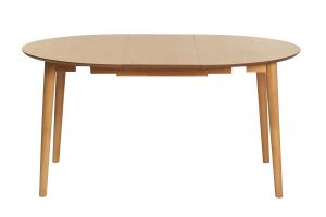 Table extensible rallonges intégrées ronde en bois clair chêne L115-154 cm EGO