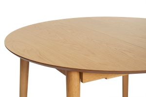 Table extensible rallonges intégrées ronde en bois clair chêne L115-154 cm EGO
