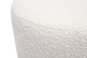Pouf rond en tissu effet laine bouclée blanc cassé et métal doré D40 cm AMAYA