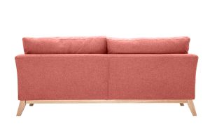 Canapé scandinave déhoussable 3 places en tissu effet velours texturé terracotta et bois clair OSLO
