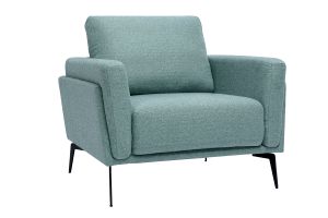 Poltrona design in tessuto grigio-verde e metallo nero MOSCO