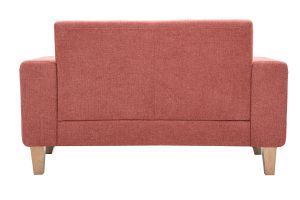 Canapé scandinave 2 places en tissu terracotta et bois clair FJORD