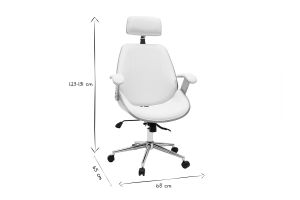 Fauteuil de bureau de direction design blanc, bois clair et acier chromé MUSK