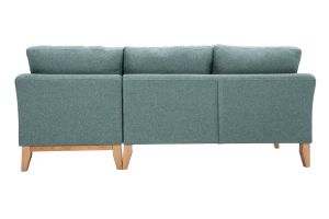 Canapé d'angle droit déhoussable scandinave 4 places en tissu vert de gris et bois clair OSLO