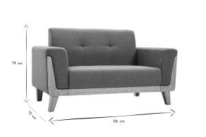 Canapé scandinave 2 places en tissu vert de gris et bois clair FJORD