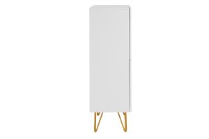 Buffet haut design gravé blanc mat et métal doré 4 portes L86 cm OZEN