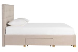 Lit tiroirs 2 places 160x200 cm en tissu beige RENO