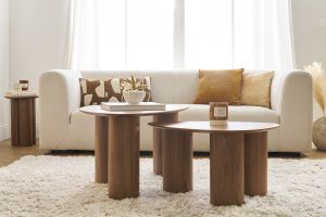 Set 2 mesas de centro nido de madera oscura FOLEEN