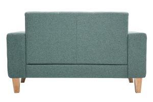 Canapé scandinave 2 places en tissu vert de gris et bois clair FJORD