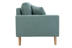 Méridienne scandinave en tissu vert de gris et bois clair massif L190 cm BERTILLE