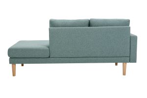 Méridienne scandinave en tissu vert de gris et bois clair massif L190 cm BERTILLE