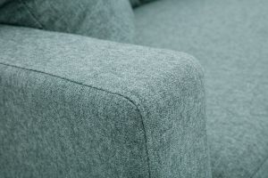 Méridienne scandinave en tissu vert de gris et bois clair massif L190 cm BERTILLE
