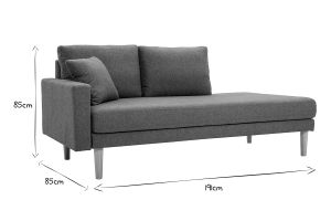 Méridienne scandinave en tissu vert de gris et bois clair massif L190 cm BERTILLE
