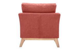 Fauteuil scandinave déhoussable en tissu effet velours texturé terracotta et bois clair OSLO