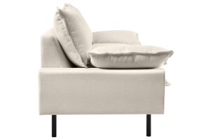 Canapé design 3 places en tissu effet velours beige et métal noir DORY
