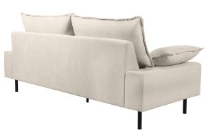 Canapé design 3 places en tissu effet velours beige et métal noir DORY