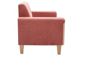 Canapé scandinave 2 places en tissu terracotta et bois clair FJORD