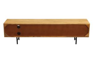 Meuble TV en bois clair manguier massif gravé L160 cm AGRA