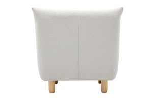 Fauteuil scandinave en tissu effet laine bouclée blanc et bois clair YUMI