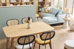 Table extensible rallonges intégrées rectangulaire en bois clair chêne L140-170 cm ANK