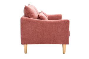 Canapé scandinave 2 places en tissu effet velours texturé terracotta et bois clair KATE