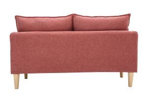 Canapé scandinave 2 places en tissu effet velours texturé terracotta et bois clair KATE