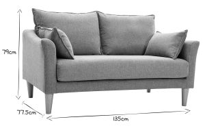 Canapé scandinave 2 places en tissu effet velours texturé terracotta et bois clair KATE