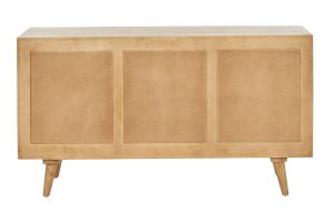 Buffet en bois manguier et cannage rotin 3 portes L145 cm LAKA