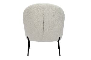 Fauteuil en tissu effet laine bouclée blanc et métal noir BELEY