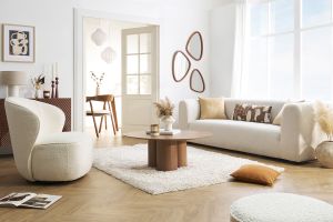 Table basse design bois foncé noyer L100 cm HOLLEN