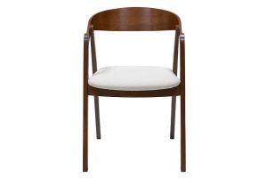 Chaises vintage empilables en bois teinté noyer et tissu effet laine bouclée blanc (lot de 2) LOVA