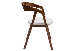 Chaises vintage empilables en bois teinté noyer et tissu effet laine bouclée blanc (lot de 2) LOVA