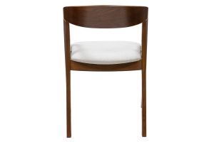 Chaises vintage empilables en bois teinté noyer et tissu effet laine bouclée blanc (lot de 2) LOVA