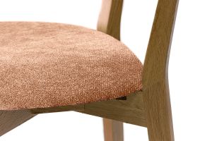 Tabouret de bar en bois clair chêne et tissu effet velours terre brûlée H65 cm LUCIA