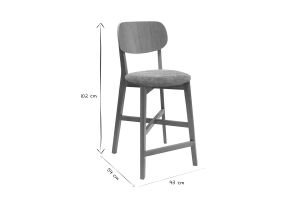 Tabouret de bar en bois clair chêne et tissu effet velours terre brûlée H65 cm LUCIA