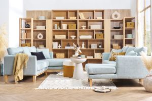 Bibliothèque étagère d'angle finition bois clair chêne L95 cm MUSSO
