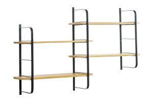 Étagère murale en bois manguier massif et métal noir L122 cm AKINA