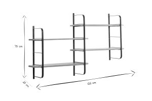 Étagère murale en bois manguier massif et métal noir L122 cm AKINA