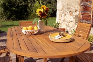Table de jardin extensible rallonges intégrées en bois massif L160-210 cm MAYEL