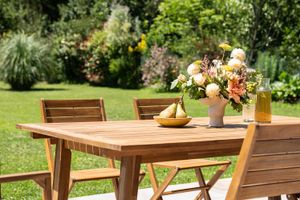 Table de jardin extensible rallonges intégrées en bois massif L180-240 cm MAYEL
