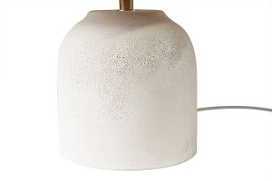 Lampe à poser blanche en céramique effet pierre et abat-jour en raphia H35 cm ROCHA