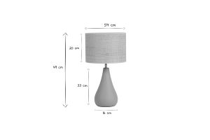 Lampe à poser taupe en céramique mate et abat-jour en raphia H49 cm PYRUS