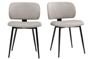 Chaises en tissu velours taupe et métal noir (lot de 2) ATRIUM
