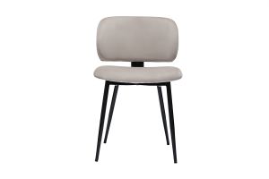 Chaises en tissu velours taupe et métal noir (lot de 2) ATRIUM