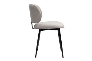 Chaises en tissu velours taupe et métal noir (lot de 2) ATRIUM