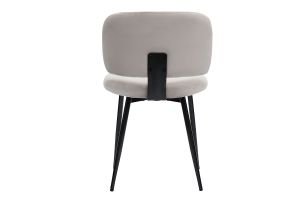 Chaises en tissu velours taupe et métal noir (lot de 2) ATRIUM