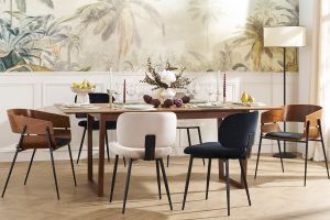 Chaises en tissu velours taupe et métal noir (lot de 2) ATRIUM